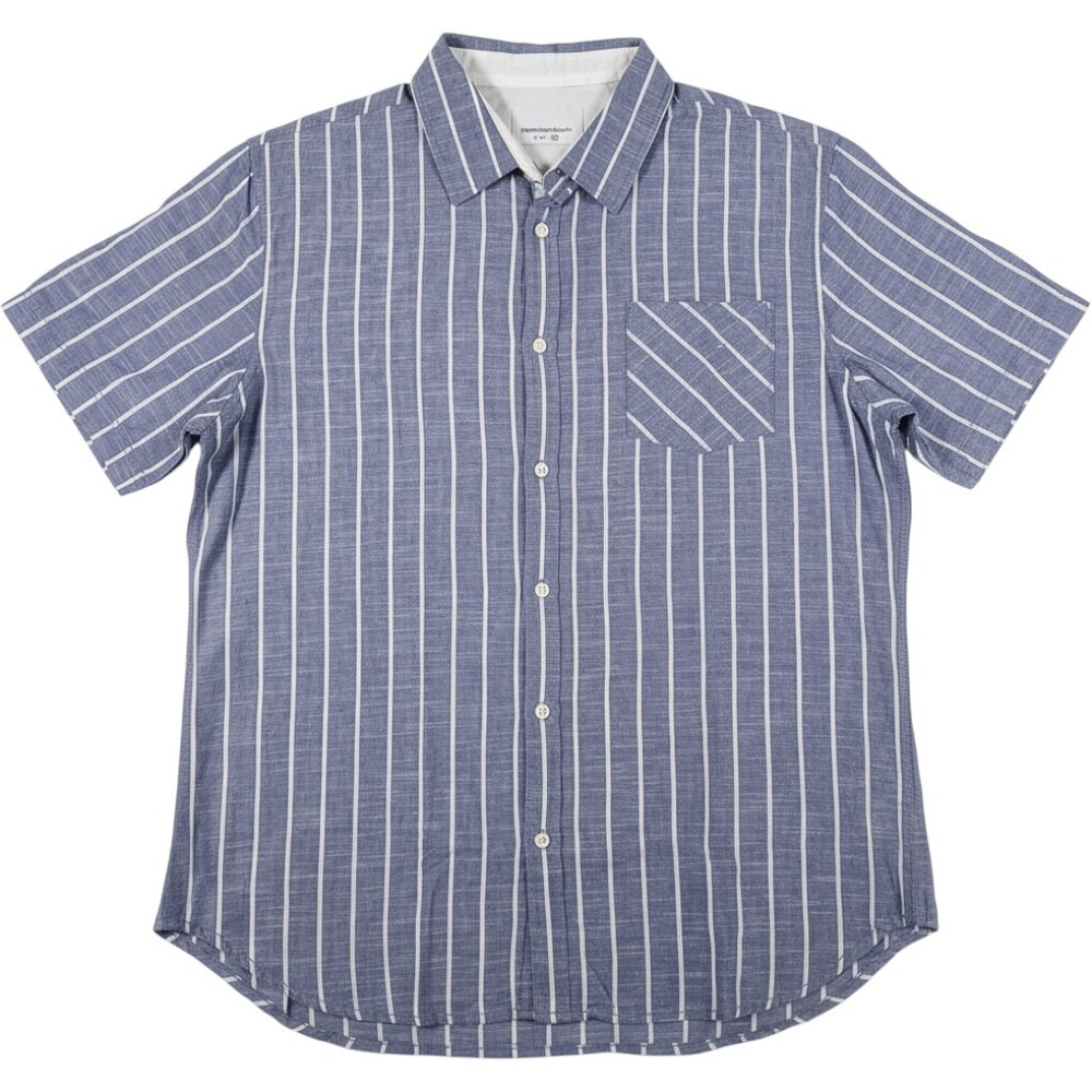 Paperdenim&cloth Shirt Mens XL Blue 100% Cotton Button-Up Short Sleeve NEW